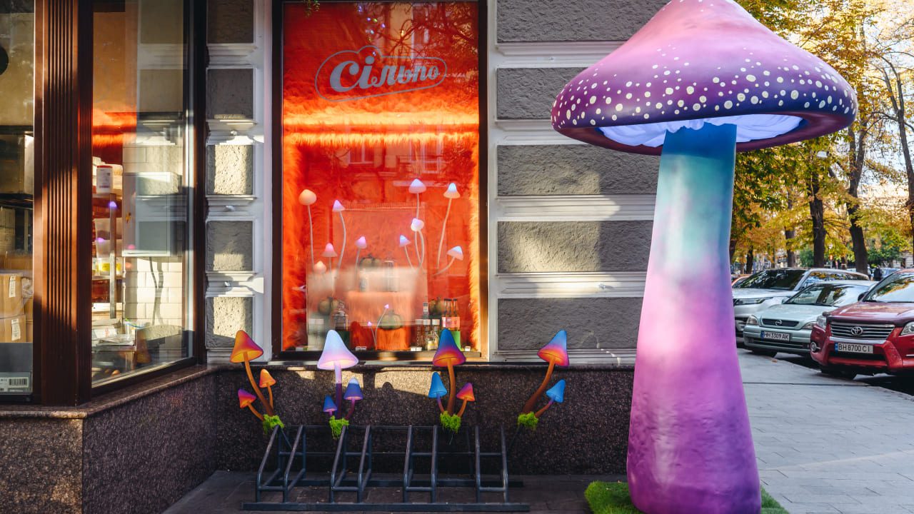 Неонові гриби і чарівні істоти: "Сільпо" прикрасив вітрини магазинів у Дніпрі та Одесі (фото) 4 silpo 2 1 | 4